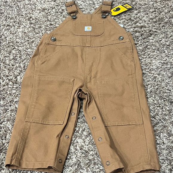 NWT Carhartt brown canvas bib overalls sz 12m - Picture 1 of 3